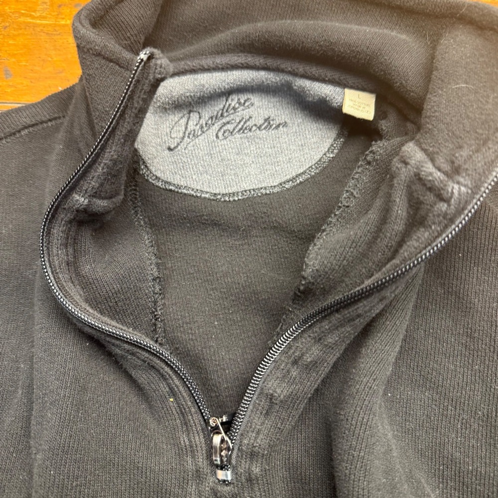 Paradise Collection Black Quarter Zip Pullover Sweatshirt Men's Large Cotton - Picture 2 of 7